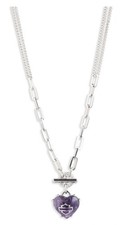 Harley-Davidson Women's 24 in. Amethyst Bar Shield Heart Toggle Chain Necklace