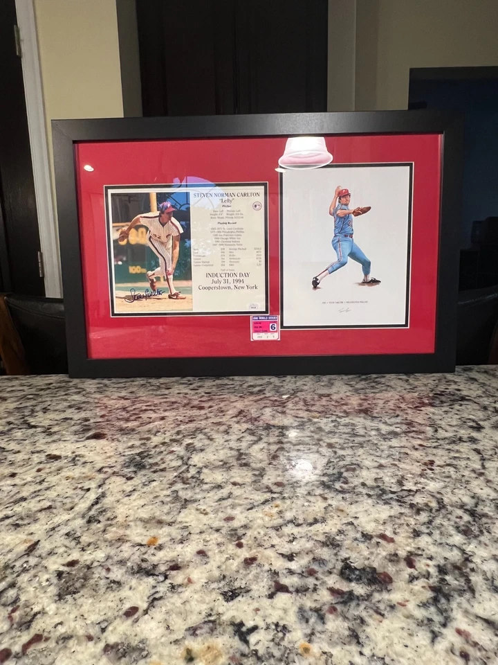 Philadelphia Phillies Steve Carlton HOF Signed Display JSA COA W/1980 WS Ticket - Image 3 of 4