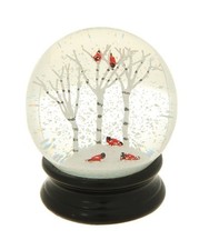 Winter Snow Globe by Raz Imports: 4.5 inch Cardinal Snow Globe Birch Trees 
