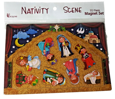 Dicksons Nativity Scene 10 Piece Magnet Set Refrigerator Magnets Big Eyed Kids