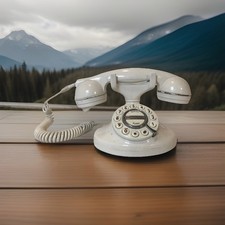 VTG Desk Telephone Model 966 Push Button Redial Flash Microtel White Not Tested