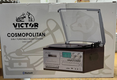 Victor VWRP-4200-ES Cosmopolitan 8-in-1 Turntable Music Turntable &Radio Espress