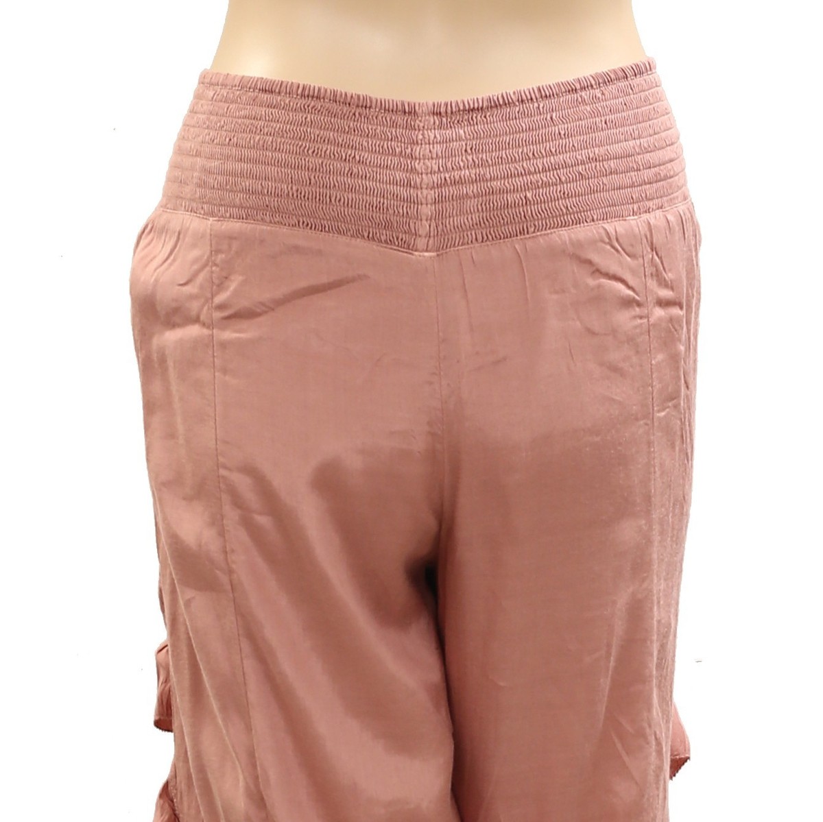 Free People Rock And Frill Pants Ruffle Tiered Smocked Mid-Rise