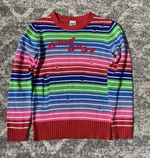 Chucky Doll Good Guys Sweater Distressed Striped Kids Size Large Horror Costume