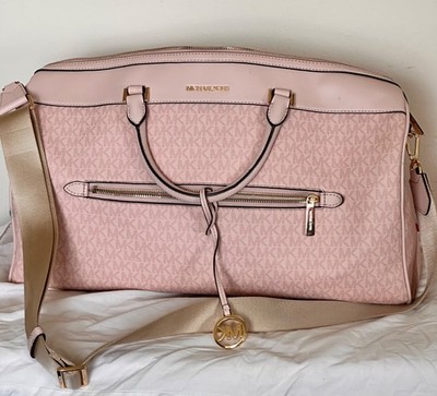 Michael Kors large Weekender Duffle w/strap   Signature MK Pink with Gold Logo
