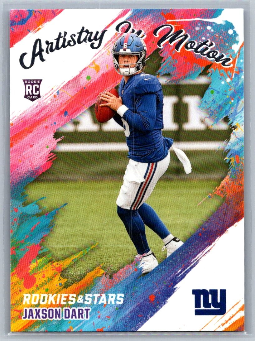Jaxson Dart 16 2025 Panini Rookies & Stars Artistry in Motion Giants Card