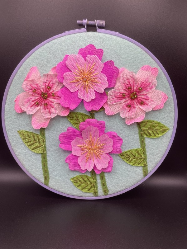 Embroidery hoop wall art 1/1 "garden flowers #6" by kena_qs (Keña G.)
