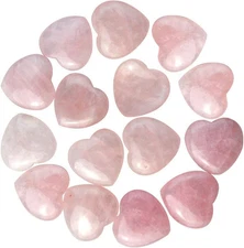 Marrywindix 15 Packs 0.8 Inches Healing Crystal Natural Rose Stone Heart Pink