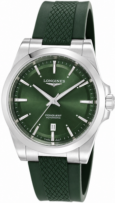 LONGINES　腕時計 Longines Conquest Automatic 41mm Green Dial Rubber Men's Watch L3