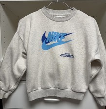 Nike Unisex Kids Pullover Fleece Sweatshirt Size S Light Gray
