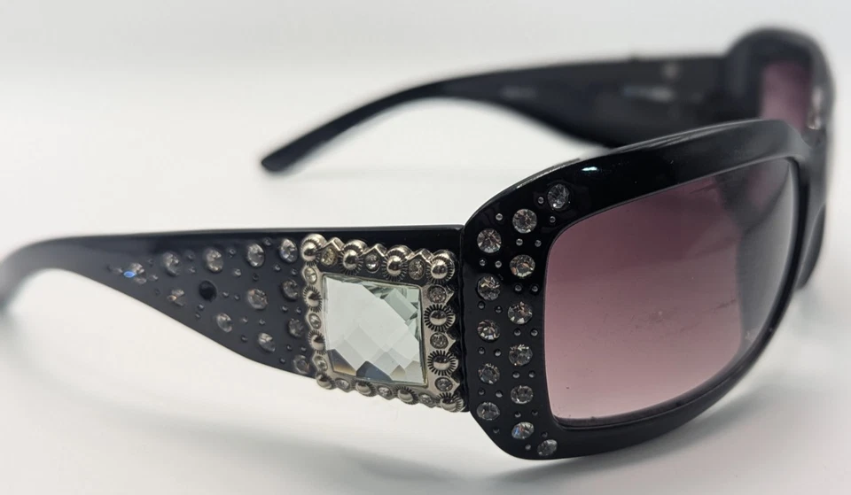 Gafas de sol Montana West SGS-001 negras con estrás occidentales lentes púrpuras de gran tamaño Foto 3 de 4