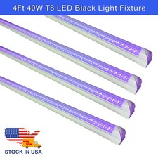 4 Ft UV Led Black Light Fixture T8 Integrated 40W for Glow in the Dark Party