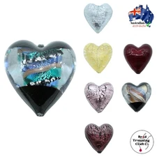 Murano Glass – Heart Bead – Puffy – 40mm – Made in Italy - Price per piece.