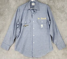 Big Mac Shirt Mens Medium Blue Chambray Dr Jack Embroidered Button 70s Vintage