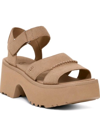 UGG Women's New Heights Ankle Strap Sandals 1167475 Mustard Seed Suede Size 9.5