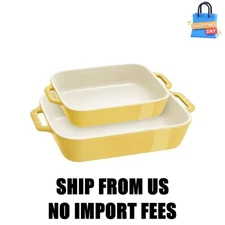 Staub Stoneware 2-pc, Rectangular Baking Dish Set, citron