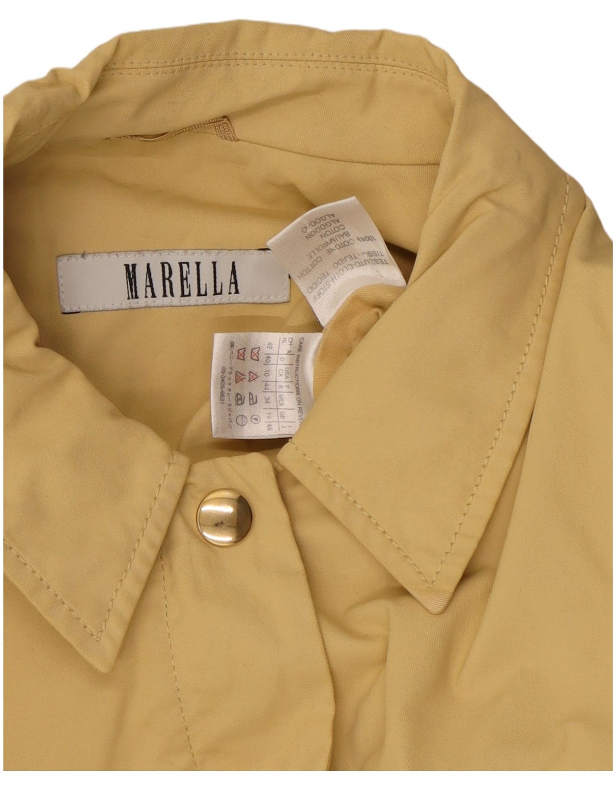 Marella Womens Bomber Jacket UK 14 Large Yellow Cotton AH29 image 6