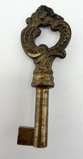 "Antigua llave esqueleto de latón de metal de barril ornamentado de lujo de 2,5"""