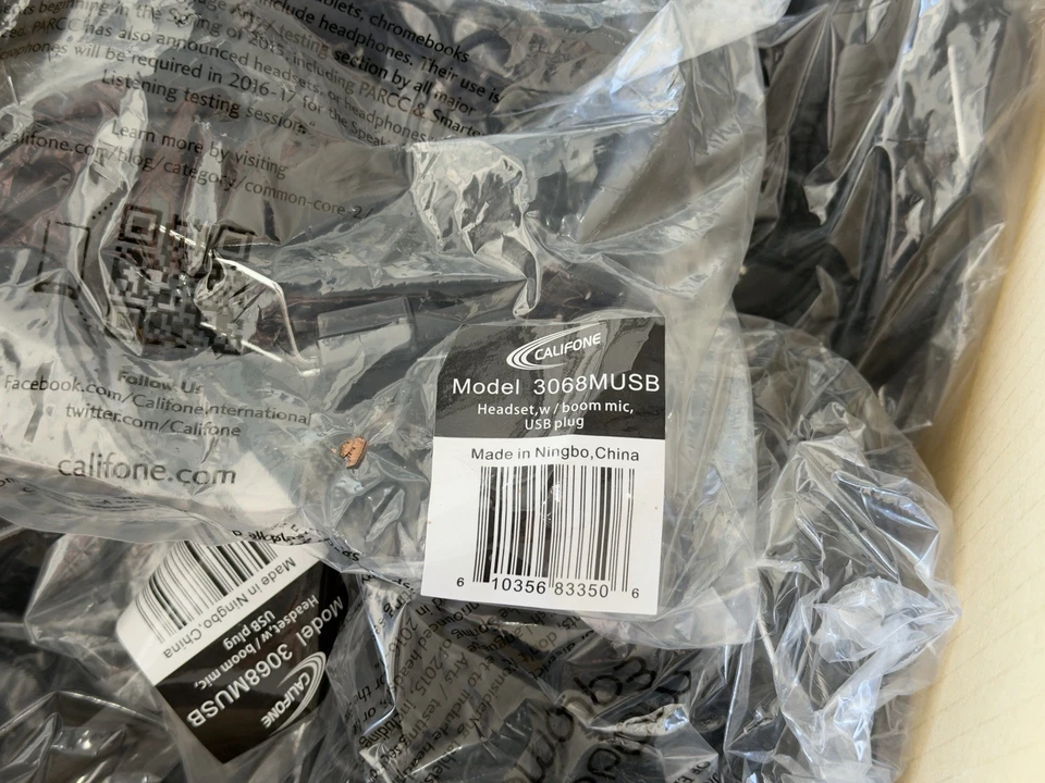 Califone 3068MUSB Stereo Headset w/ Microphone-Volume, USB Plug, Black (qty 9) - Image 2 of 3