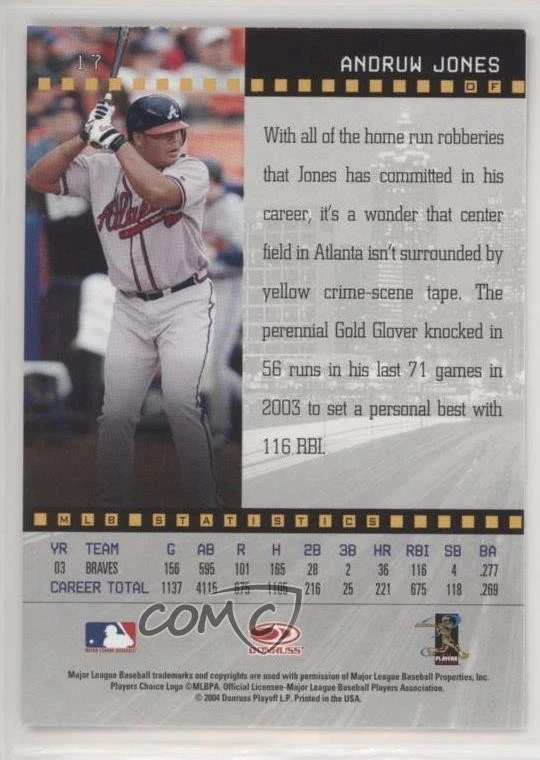 2004 Donruss Studio Andruw Jones #17 - Image 2 of 2