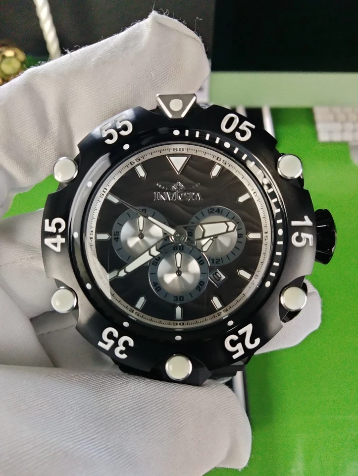 Reloj Invicta Subaqua Cuarzo Cronógrafo Hombre Negro SS Alum 48547 Banda Silicona WR200M Foto 2 de 4