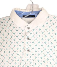 Greyson Polo Mens Medium White Star Print Short Sleeve Golf Shirt