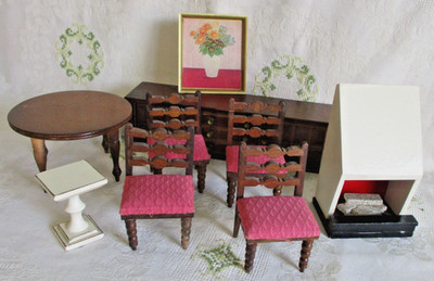 Hermann Rülke Esszimmer Möbel 9tlg. 60er J.  Puppenhaus Puppenstube 1:12