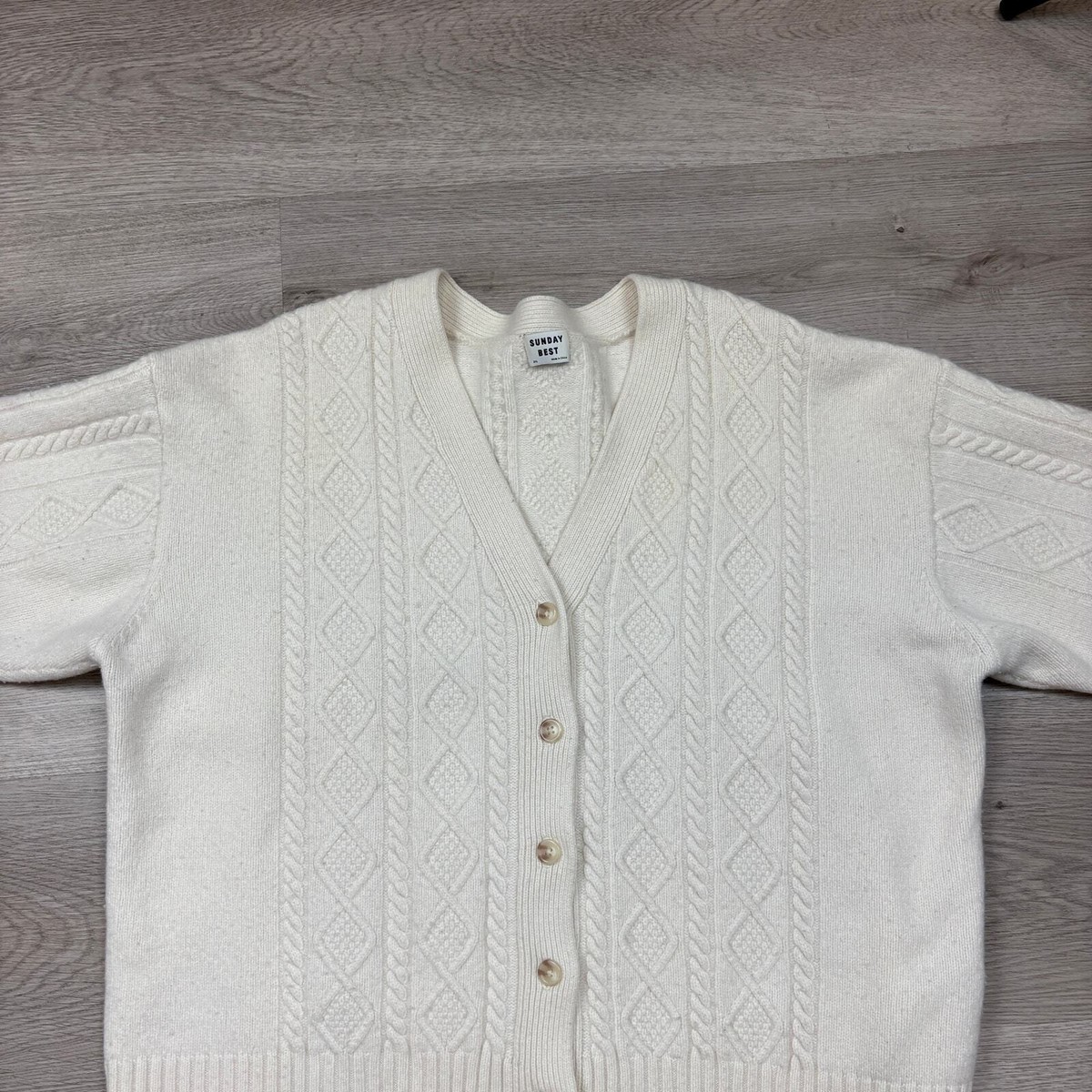 Sunday Best Aritzia Merino Wool Blend Cable Knit Cardigan