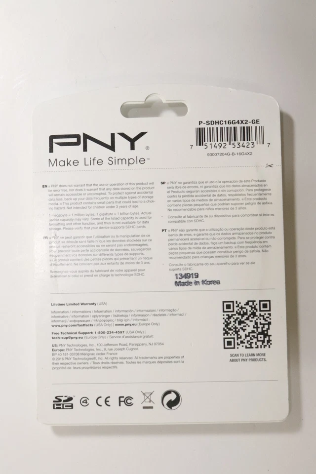 2 Pack 16GB SD Memory Card SDHC Card Slot 3.5 Hour HD Video New Factory Sealed - Image 3 of 4