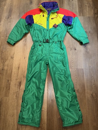 Nevica Ski Suit Snowsuit Men One piece Snow Bib Full Zip Vintage 1980s Medium 40 - Picture 2 of 21