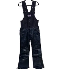 Ice Point Bib Overalls Womens Medium Vintage Leather Snowmobile Winter Outdoor