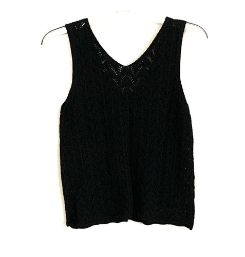 E&M Tank Top Size Large Black Sleeveless Shirt Loose Knit NEW Z1