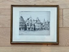 Paul Geissler: Radierung Marktplatz in Stuttgart - C. F. Autenrieth Hofkunst.