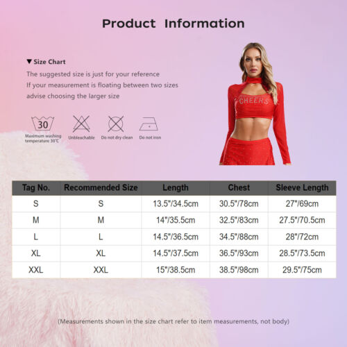Women Cheer Uniform Tops Night Club Crop Top Rhinestone Cheerleader Costume - Picture 53 of 87