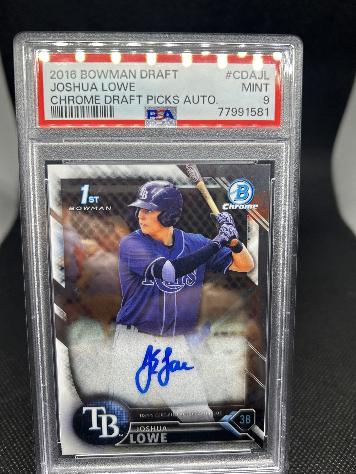 2016 Bowman Draft Chrome Draft Pick Autographs Joshua Lowe #CDA-JL Auto PSA 9