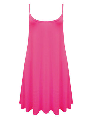 Neu Damen Ärmellos Riemen Uni Basic Swing CAMI Weste Ausgestellt LANGES Top