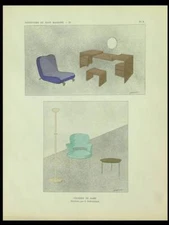 GABRIEL GUEVREKIAN, FRENCH ART DECO FURNITURE - 1929 POCHOIR- 