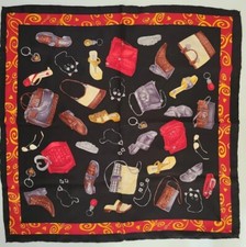 Vintage 80s 90s Brighton 21"x21" Silk Scarf Shoes Purses Accessories Print EUC