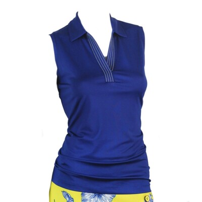 EP Pro Sleeveless Trapunto Stitch Trim Polo - XSmall (Dark Blue)