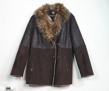 Jessica Simpson Y2k Brown Faux Fur Sherling Jacket Coat Uk Xl 12 14 16 Hippie