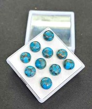  WHOLESALE NATURAL BLUE COPPER TURQUOISE CABOCHON ROUND SHAPE LOOSE GEMSTONE