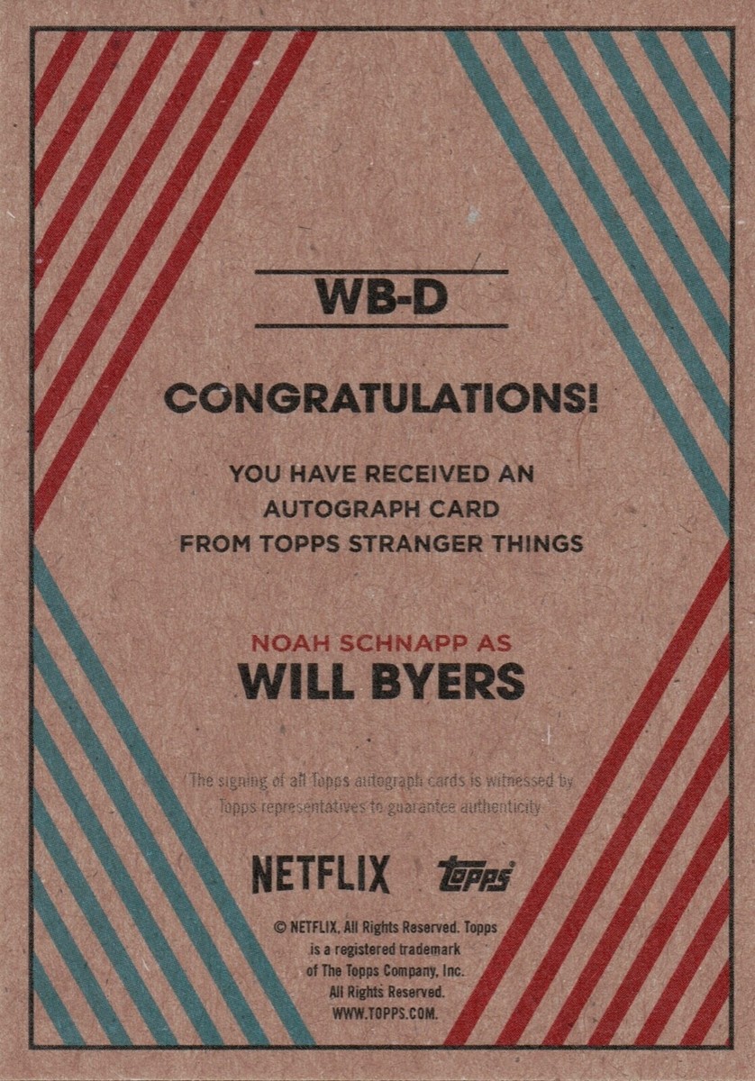Stranger Things Collection, Noah Schnapp (Will Byers) Autograph