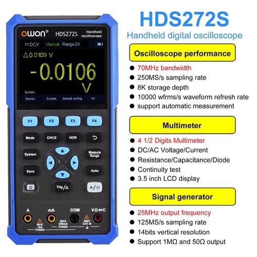 OWON HDS200 Series Handheld Digital Oscilloscope 2CH+1CH Waveform Generator USB - Picture 10 of 37