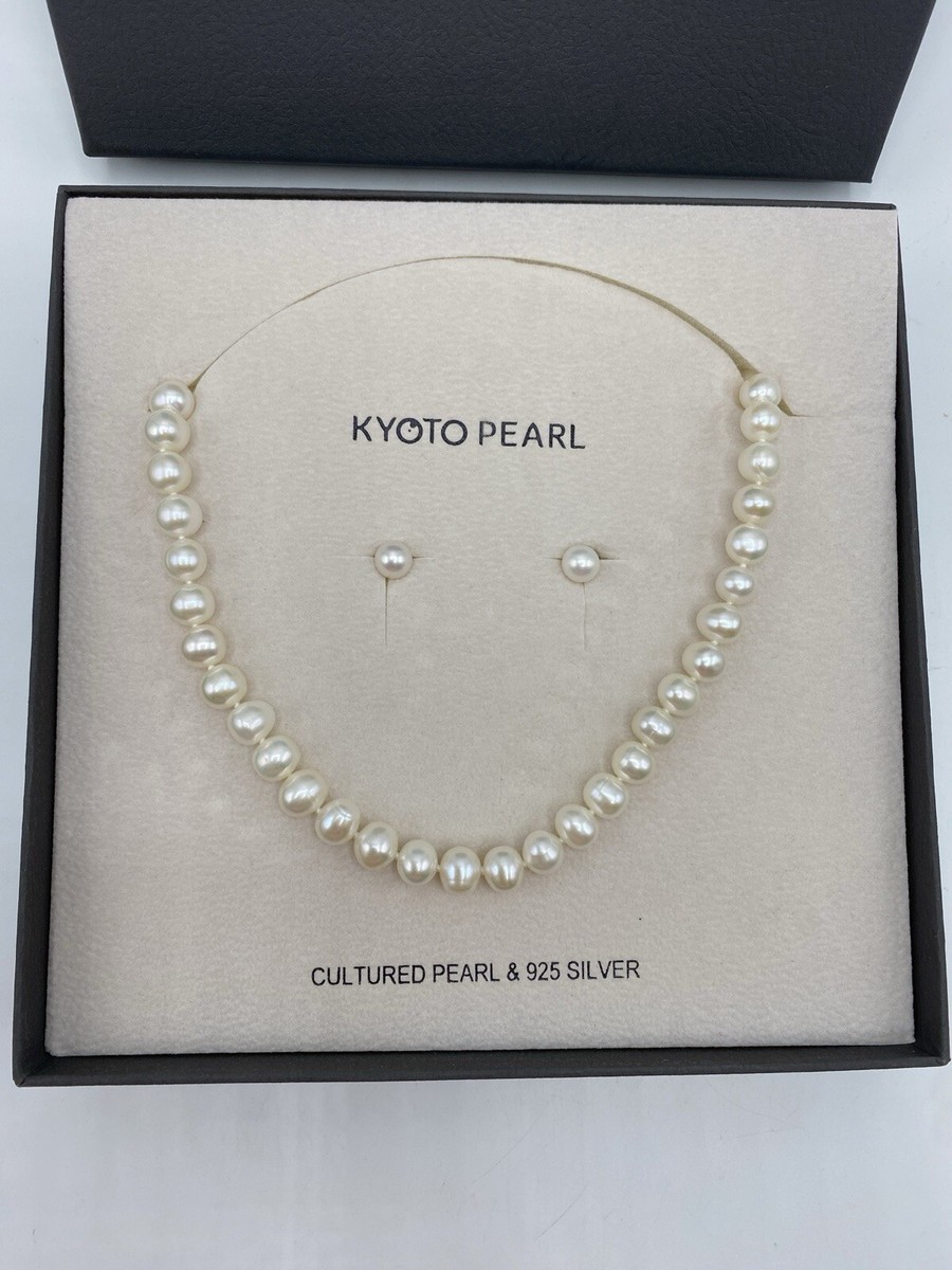 Kyoto Cultured Pearl & 925 Silver Clasp 18”Necklace Stud