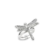 Sterling Silver Designer Dragonfly Ring Size 9.5 Adjustable