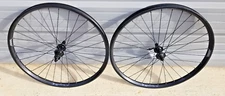 Black 26" bike wheels WTB Laserdisc 27mm Shimano Centerlock disc QR or thru axle