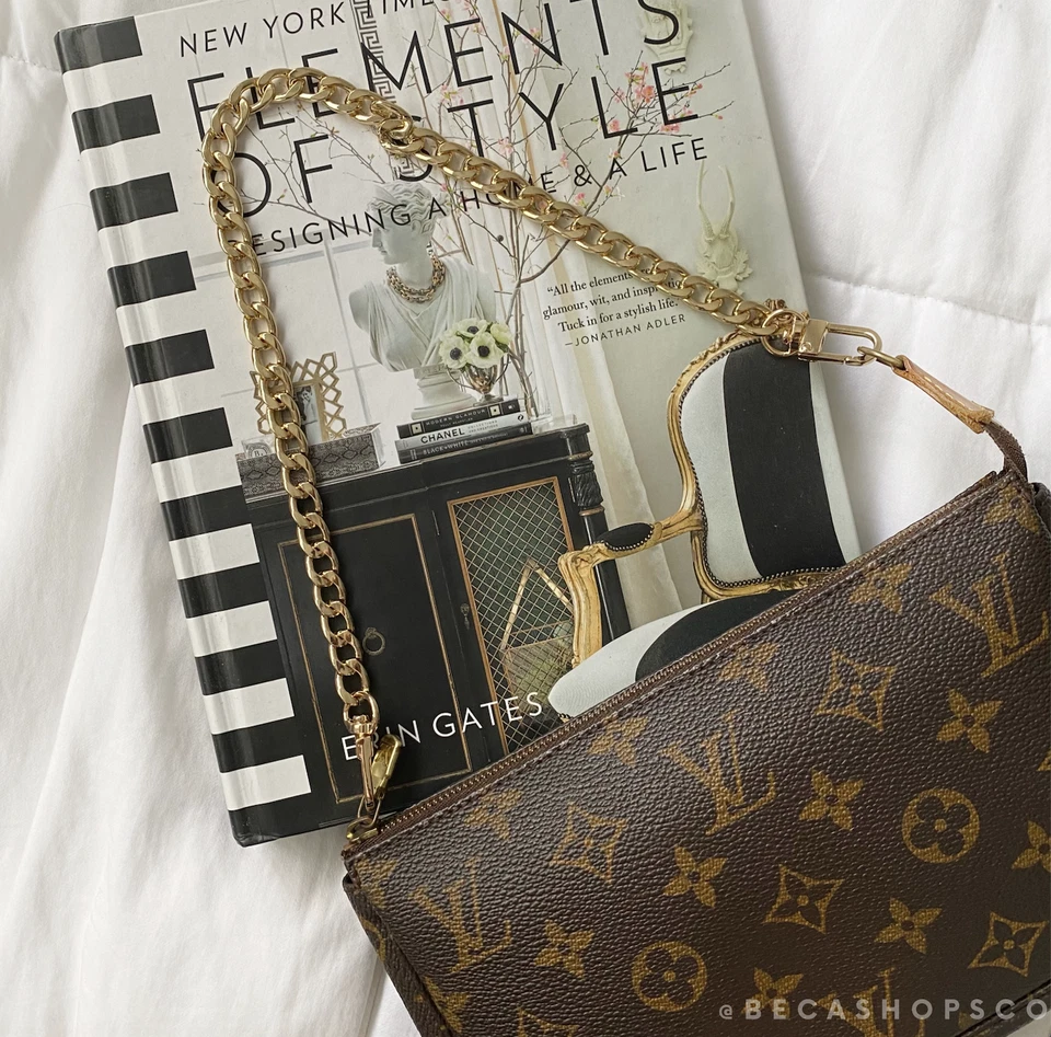 Correa de cadena plana de hombro dorada de repuesto para Louis Vuitton Pochette 16" Foto 4 de 4