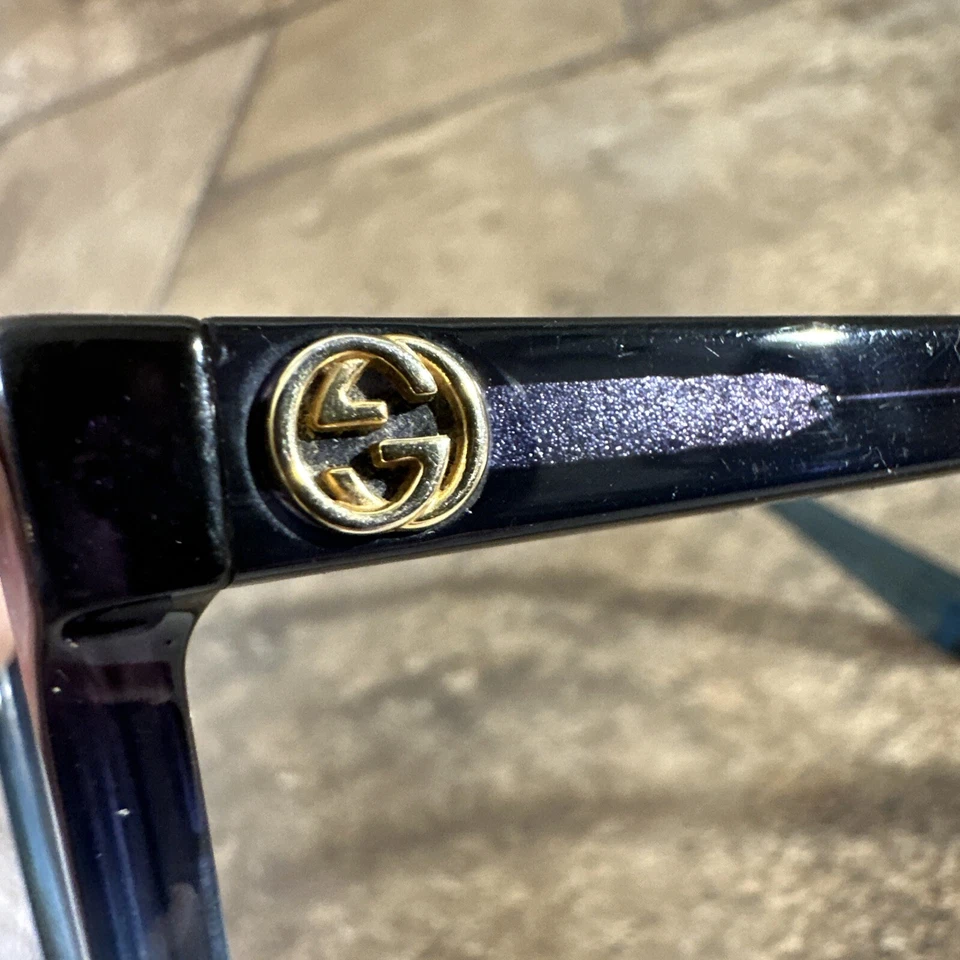 Armação de óculos feminina GUCCI GG0374OA 004 quadrada azul de dois tons 55-16-145-41 G7 - Imagem 3 de 4