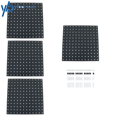 YIBEI-TECH Metal Pegboard Panels 4 Pack 12" x 12" Wall Organizer for Garage Tool Storage
