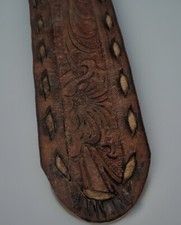 Tooled Leather Belt 29 1/2 Vintage